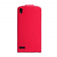 Кожен калъф Flip тефтер за Huawei Ascend P6 - червен