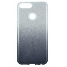 Силиконов калъф / гръб / TPU за Apple iPhone 7 - преливащ / сребристо и черно / брокат