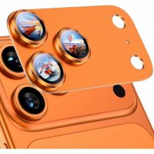 Високо качествен протектор Etteri за задна камера пълна защита за iPhone 17 Pro - оранжев