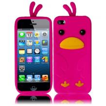 Силиконов калъф / гръб / ТПУ 3D за Apple iPhone 5 / 5S - Angry Birds / цикламен