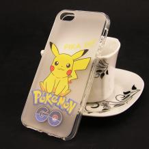 Силиконов калъф / гръб / TPU за Apple iPhone 5 / iPhone 5S - прозрачен / Pokemon / Pikachu / мат