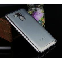 Луксозен силиконов калъф / гръб / TPU за Huawei Honor 5C / Honor 7 Lite - прозрачен / тъмно сив кант