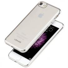 Луксозен силиконов калъф / гръб / TPU USAMS Kim Series за Apple iPhone 7 - прозрачен / сребрист кант