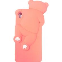 Силиконов калъф / гръб / TPU 3D за Sony Xperia M4 Aqua - Mr. Bear / розов