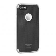 Луксозен твърд гръб за Apple iPhone 5 / iPhone 5S / iPhone SE - черен / сребрист кант / Carbon