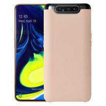 Луксозен силиконов калъф / гръб / Nano TPU за Samsung Galaxy A80 - бежов