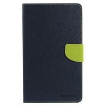 Кожен калъф Flip тефтер Mercury GOOSPERY Fancy Diary със стойка за Samsung Galaxy Tab 4 8.0" T330 - син със зелено