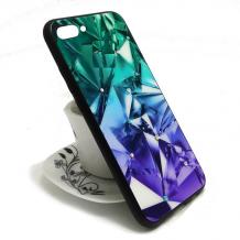 Луксозен стъклен твърд гръб със силиконов кант и камъни за Apple iPhone 7 / iPhone 8 - призма 1