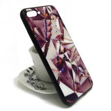 Луксозен стъклен твърд гръб със силиконов кант и камъни за Apple iPhone 7 Plus / iPhone 8 Plus - призма 3