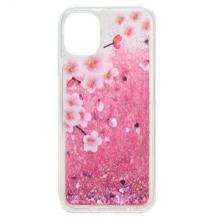 Луксозен твърд гръб 3D Water Case за Huawei P30 Lite - течен гръб с розов брокат / Peach blossom