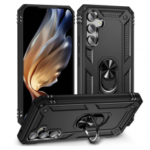Удароустойчив гръб TPU кейс Slide Camera Case Magnetic Finger Ring Car Holder за Samsung Galaxy A34 - черен