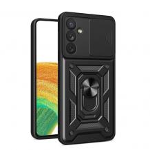 Удароустойчив гръб TPU кейс Slide Camera Case Magnetic Finger Ring Car Holder за Samsung Galaxy A25 5G - черен