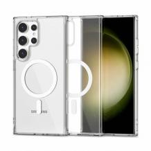 Силиконов калъф / гръб / Clear Case с безжично зареждане MagSafe за Samsung Galaxy S24 Ultra - прозрачен