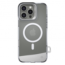 Луксозен гръб TPU кейс Kajsa Aluminium Trans-Shield Case с безжично зареждане MagSafe за Apple iPhone 16 (6.1) - сребрист