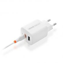 Зарядно устройство VIDVIE PLE248 220V 20W / USB + Type C to Type C - бяло