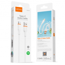 Кабел VIDVIE CB4031 за зареждане и пренос на данни / USB to Type-C 3A 1m - бял