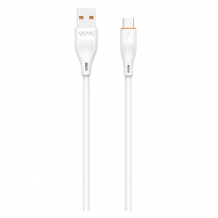 Кабел VIDVIE CB4016 за зареждане и пренос на данни / USB to Type-C 2.4A 1m - бял