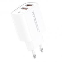 Универсално зарядно устройство / адаптер / VIDVIE PLE272 220V 30W / Dual USB - бяло
