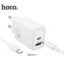 Универсално зарядно устройство HOCO N61 220V 20W / Type C to Type C - бяло