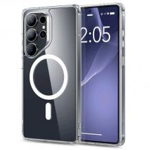 Луксозен силиконов калъф / гръб / Crystal Case с безжично зареждане MagSafe кейс за Samsung Galaxy S25 Ultra - прозрачен