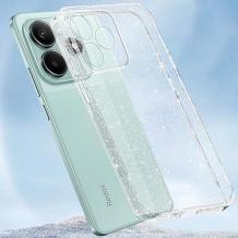 Луксозен силиконов калъф / кейс / Crystal Case TPU за Xiaomi Redmi Note 14 - прозрачен / брокат