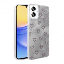 Луксозен силиконов калъф / гръб / TPU Ponti Case за Samsung Galaxy A06 - сив кейс / сърца с камъни