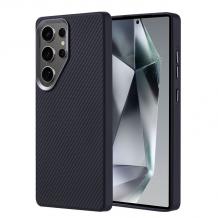 Луксозен гръб / кейс / Troy Case с безжично зареждане MagSafe за Samsung Galaxy S25 Ultra - черен / carbon