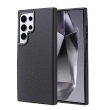 Луксозен гръб / кейс / Troy Case с безжично зареждане MagSafe за Samsung Galaxy S24 Ultra - черен / carbon