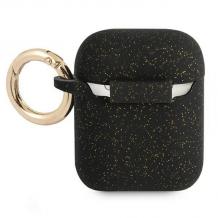 Оригинален калъф Guess Glitter за AirPods 1 / AirPods 2 слушалки - черен