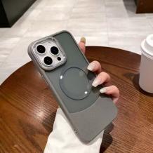 Луксозен гръб / кейс / Luxury Case с безжично зареждане MagSafe за Samsung Galaxy A36 5G - прозрачен / сив