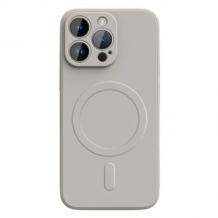Луксозен гръб / кейс / Smooth Guard Silicone Case с безжично зареждане MagSafe за Apple iPhone 16 Pro Max (6.9) - сив