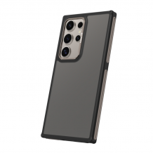 Луксозен гръб / кейс / Crystal Black Case за Samsung Galaxy S24 Ultra - черен мат / сив кант