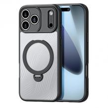 Луксозен гръб / кейс / Dux Ducis AIMO Premium Case с безжично зареждане MagSafe за Apple iPhone 17 Pro (6.3) - прозрачен / черен кант