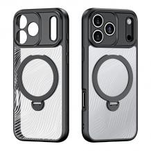 Луксозен гръб / кейс / Dux Ducis AIMO Premium Case с безжично зареждане MagSafe за Apple iPhone 17 Pro (6.3) - прозрачен / черен кант