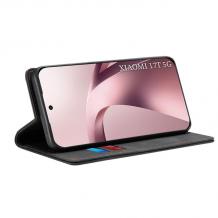 Кожен калъф Flip тефтер Magnetic Smart Book със стойка за Xiaomi 17T - черен