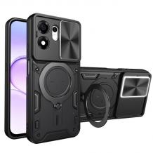 Удароустойчив твърд гръб / Кейс Defender Armor Ring Magnetic Holder lens cover Honor 600 Smart - черен
