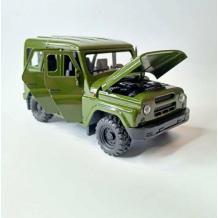 Метален джип с отварящи се врати капаци светлини и звуци UAZ 469 1:18