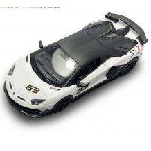 Метална кола с отварящи се врати капаци светлини и звуци Lamborghini Aventador SVJ 63 1:32 - бял
