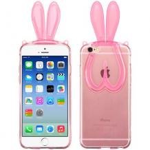 Силиконов калъф / гръб / TPU 3D Rabbit за Apple iPhone 4 / iPhone 4S - розов