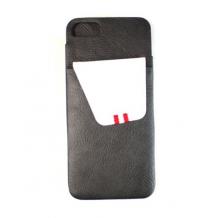 Луксозен кожен калъф тип джоб Nextouch за Apple iPhone 5 / iPhone 5S - черен с бял джоб