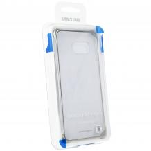 Оригинален твърд гръб Clear Cover EF-QG925B за Samsung Galaxy S6 Edge G925 - прозрачен със сребрист кант