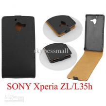 Кожен калъф Flip тефтер за Sony Xperia ZL - черен