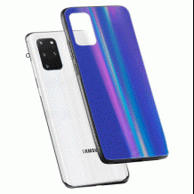 Луксозен стъклен твърд гръб Aurora за Samsung Galaxy S20 - преливащ / синьо