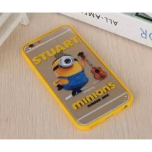 Твърд гръб / капак / със силиконов кант TPU Hybrid за Apple iPhone 6 / iPhone 6S - прозрачен / Minions with guitar