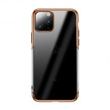 Луксозен силиконов калъф / гръб / TPU за Apple iPhone 11 - прозрачен / Rose Gold кант