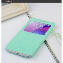 Луксозен калъф Flip тефтер S-View със стойка BASEUS Terse Case за Samsung Galaxy Note 4 N910 / Samsung Note 4 - зелен