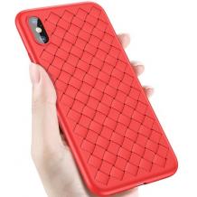 Луксозен гръб BASEUS Weaving Grid за Apple iPhone X - червен