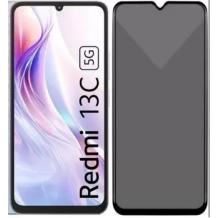 Privacy 5D full cover Tempered glass Full Glue screen protector Xiaomi Redmi 13C 4G / Privacy Извит стъклен скрийн протектор с лепило от вътрешната страна за Xiaomi Redmi 13C 4G - черен / прозрачен