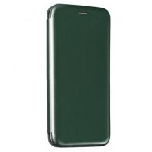 Луксозен кожен калъф Flip тефтер със стойка OPEN за Xiaomi Redmi Note 9 - зелен
