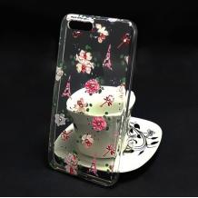 Луксозен силиконов калъф / гръб / TPU с камъни за Xiaomi Redmi 6A - Айфелова кула и цветя